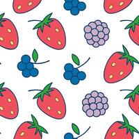 Clean Bright summer fruits seamless tile pattern with colorful strawberries blueberries and raspberries concept as Colorful strawberries blueberries and raspberries create a vibrant and vector