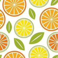 Clean Bright citrus fruits seamless tile pattern with oranges lemons and limes in vibrant shades concept as Oranges lemons and limes create a bright lively seamless tile pattern filled w vector