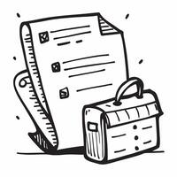 Clean Briefcase and tax document icon with copy space for tax tools concept as A tax tools oriented briefcase and tax document icon with ample copy space ideal for visualizing tax setups vector