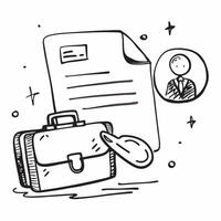 Clean Briefcase and resume icon with copy space for job search presentations concept as A visually appealing briefcase and resume icon with copy space designed to enhance job search pres vector