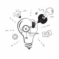 Clean Brain and Thought Icons concept as A brain with various thought icons and ample copy space representing diverse thinking processes in Photo Stock Concept vector