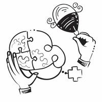Clean Brain and Puzzle Pieces concept as A brain with puzzle pieces and ample copy space symbolizing cognitive challenges and problem solving in Photo Stock Concept vector