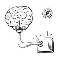 Clean Brain and Light Switch concept as A brain with a light switch and ample copy space representing decision making and insight in Photo Stock Concept vector