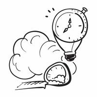 Clean Brain and Clock concept as A brain next to a clock with ample copy space representing time management and thoughtful processes in Photo Stock Concept vector