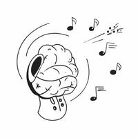 Clean Brain and Musical Notes concept as A brain with musical notes and ample copy space symbolizing creative thinking and auditory processes in Photo Stock Concept vector