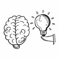 Clean Brain and Light Bulb concept as A brain next to a light bulb with ample copy space symbolizing intelligence and ideas in Photo Stock Concept vector