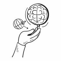 Clean Brain and Globe concept as A brain with a globe and ample copy space representing global thinking and knowledge in Photo Stock Concept vector