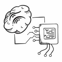 Clean Brain and Circuit Board concept as A brain next to a circuit board with ample copy space representing technology and neural connections in Photo Stock Concept vector