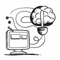 Clean Brain and Headphones concept as A brain with headphones and ample copy space symbolizing listening and auditory thinking in Photo Stock Concept vector
