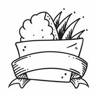 Clean Bouquet and ribbon icon with blank area for customizable text concept as A creative depiction of a bouquet and ribbon icon featuring a blank area for customizable text ideal for re vector