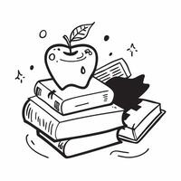 Clean Books and apple with copy space for educational materials concept as An artistic rendering of books and an apple with generous copy space suitable for showcasing educational conten vector