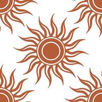 Clean Bold summer sun seamless tile pattern with sun rays and orange gradients for energetic home decor concept as Sun rays and orange gradient tones in a seamless pattern to create an e vector
