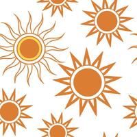 Clean Bold summer sun seamless tile pattern with sun rays and orange gradients for energetic home decor concept as Sun rays and orange gradient tones in a seamless pattern to create an e Set 2 vector