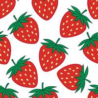 Clean Bold strawberry seamless tile pattern with red berries green leaves and a sweet summer vibe concept as Red strawberries with green leaves create a bold sweet seamless tile pattern vector