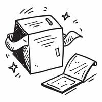 Clean Blank packaging box and a sketch symbolizing concept development with ample space for text concept as A blank packaging box beside a rough sketch representing the early stages of vector