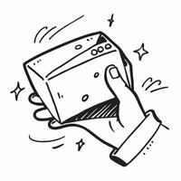 Clean Blank cardboard box and a designers hand symbolizing custom packaging with ample space for text concept as A blank cardboard box held by a designers hand representing the potentia vector