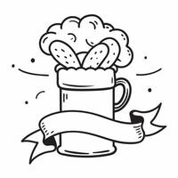 Clean Beer Mug and Sausages concept as A frothy beer mug with sausages and ample copy space symbolizing the iconic drinks and food of Oktoberfest in Photo Stock Concept vector
