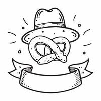 Clean Bavarian Hat and Pretzel concept as A Bavarian hat with a traditional pretzel and ample copy space symbolizing the festive headwear and snacks of Oktoberfest in Photo Stock Concep vector
