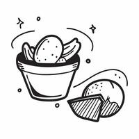 Clean Basket of bread and a dipping bowl symbolizing casual dining with ample space for text concept as A basket of bread and a dipping bowl representing the essence of casual dining in vector