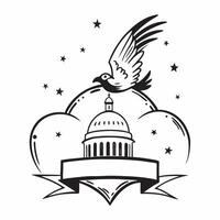 Clean Bald eagle and the Capitol building symbolizing government and strength with ample space for text concept as A bald eagle soaring near the Capitol building representing government vector