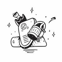 Clean Backpack and hiking boots symbol with copy space for outdoor gear concept as An artistic rendering of a backpack and hiking boots symbol with spacious copy space suitable for outdo vector