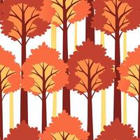 Clean Autumn forest seamless tile pattern with towering trees and colorful foliage for woodland themed spaces concept as Towering autumn trees and colorful foliage arranged seamlessly to Set 2 vector
