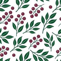 Clean Autumn berries and vines seamless tile pattern with deep reds and vibrant greens concept as Deep red berries and vibrant green vines create an autumn berries and vines seamless til vector