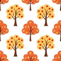Clean Autumn apple orchard seamless tile pattern with ripe apples trees and fall foliage concept as Ripe apples trees and fall foliage create an autumn apple orchard seamless tile patter vector
