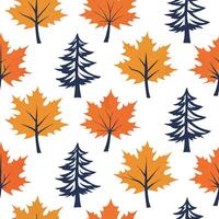 Clean Autumn forest silhouette seamless tile pattern with dark trees and vibrant fall colors concept as Dark tree silhouettes and vibrant fall colors create an autumn forest seamless til vector