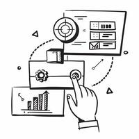 Clean Automated warehouse management system and a logistics chart symbolizing integrated warehouse management in double exposure with copy space concept as An automated warehouse manage vector