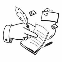 Clean Author with a quill and a blank book symbolizing dreams of literary success with room for writing concept as An author holding a quill and a blank book representing dreams of lite vector