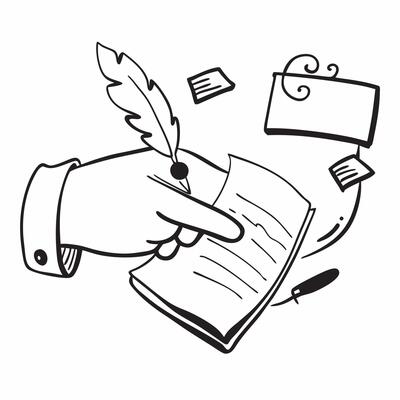 Clean Author with a quill and a blank book symbolizing dreams of literary success with room for writing concept as An author holding a quill and a blank book representing dreams of lite