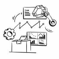 Clean Automated warehouse management system and a logistics chart symbolizing integrated warehouse management in double exposure with copy space concept as An automated warehouse manage Set 2 vector