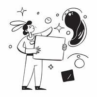 Clean Artist with a canvas and a paint palette symbolizing dreams of artistic creativity with ample space for text concept as An artist holding a blank canvas and a paint palette repres vector