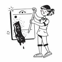 Clean Artist with a paintbrush and a canvas illustrating creativity and art with space for writing concept as An artist holding a paintbrush and a blank canvas demonstrating creativity vector