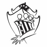 Clean American flag and a family symbolizing unity and national pride with ample space for text concept as An American flag with a silhouette of a family representing unity and national vector