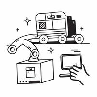 Clean AGV and a logistics software symbolizing AGV optimization in double exposure with copy space concept as An AGV blended with logistics software representing AGV optimization and wa vector