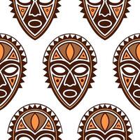 Clean African tribal patterns and masks seamless tile pattern with earthy color palette concept as Earthy color palette highlights African tribal patterns and masks in seamless tile patt vector