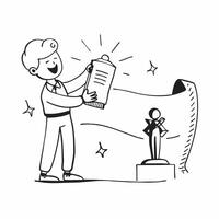 Clean Actor with an Oscar and a script symbolizing acting success with ample space for text concept as An actor holding an Oscar and a script representing acting success and recognition vector
