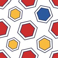 Clean Abstract retro polygon seamless pattern bright hues on white background suitable for stationery concept as Designing abstract seamless pattern with retro polygon shapes in bright h Set 2 vector