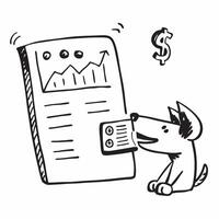 Clean A dog and a budget chart symbolizing budget planning in double exposure with copy space concept as A dog blended with a budget chart representing budget planning and financial man vector