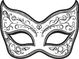 Mardi Gras mask outline in black style vector