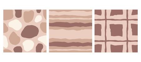 Beige and Brown Abstract Seamless Patterns Set vector