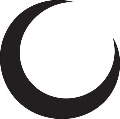 Crescent moon shape and Eid Mubarak concept silhouette in black style