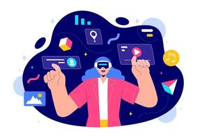 Connecting in the Metaverse a Image of a Person Using VR for Communication vector
