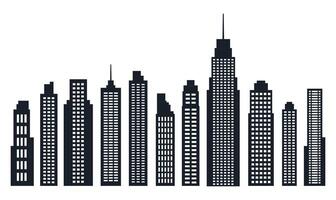Black Silhouette Elements Set of Skyscraper Tower Building in Town vector