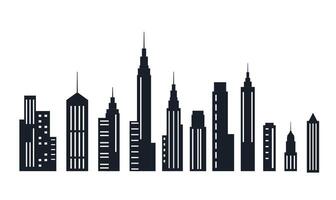 Black Silhouette Elements Set of Skyscraper Tower Building in Modern City vector