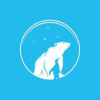Polar bear standing with penguins in circle illustrator logo design vector