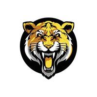 A tiger head with its mouth open vector
