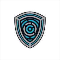 A shield with a blue and black design vector